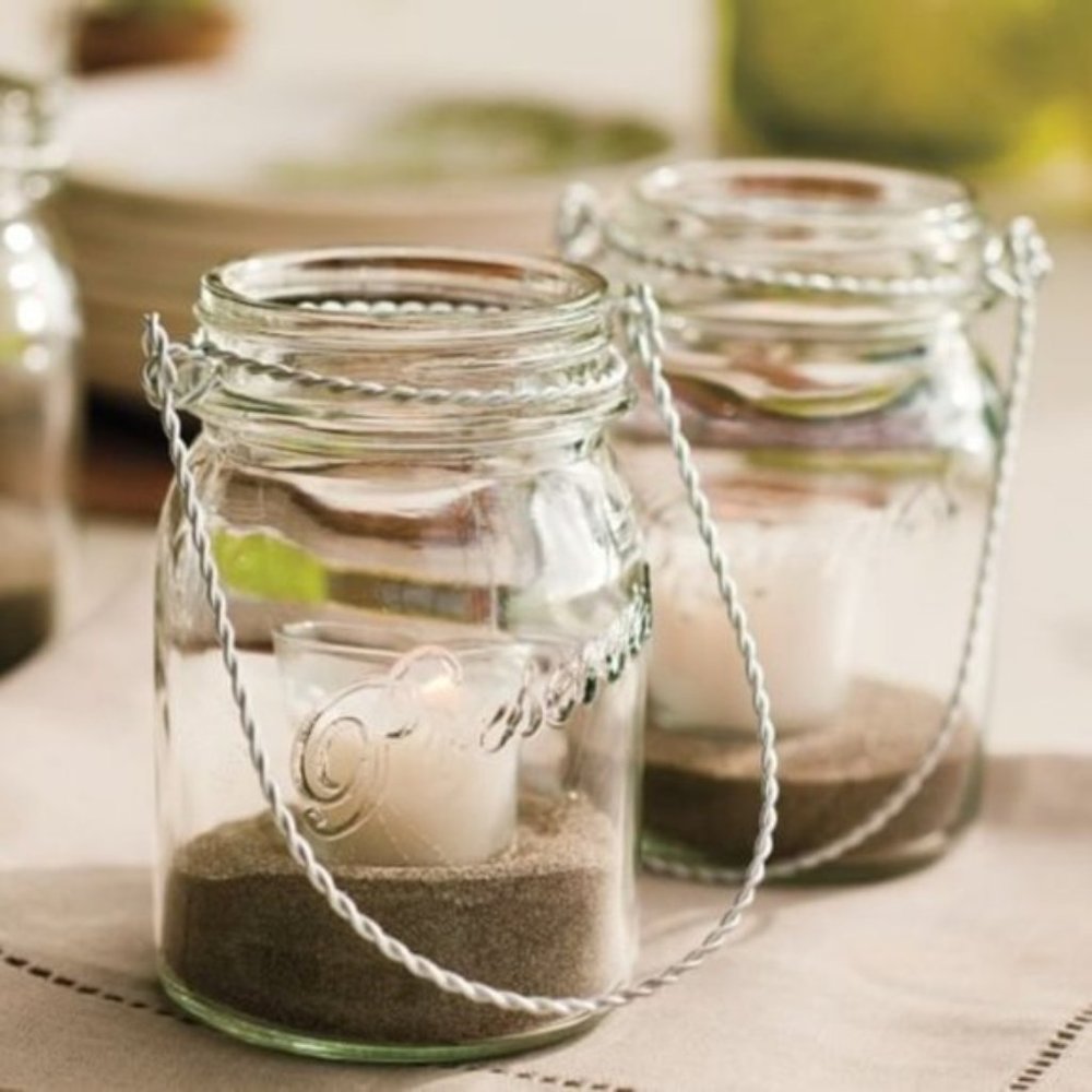 Pottery Barn Hanging Mason Jar Set (2)
